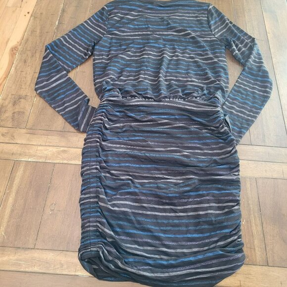 White House Black Market Striped Long-Sleeve Dress With Side Ruching size S - Picture 2 of 7